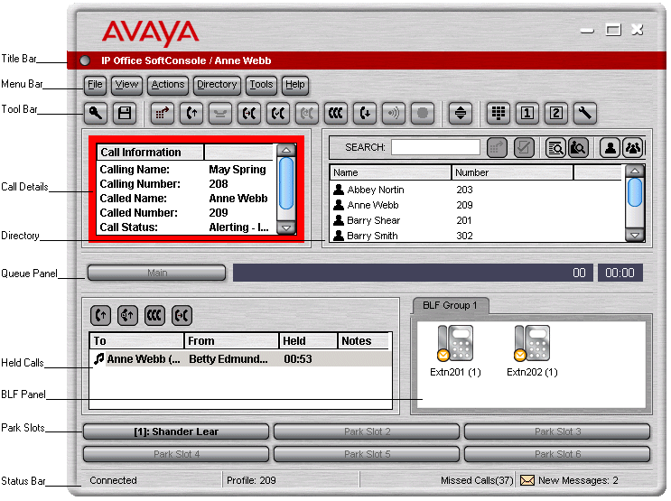 Image of the Avaya Reception SoftConsole